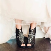 Open Toe Booties With Wedding Dress