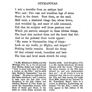 Ozymandias by Percy Bysshe Shelley