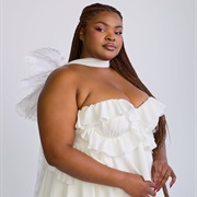 Scarf Tied in Large Bow, Back of Neck