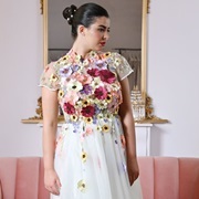 Colorful 3D Flowers Bodice