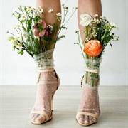 Real Flowers in Bridal Socks