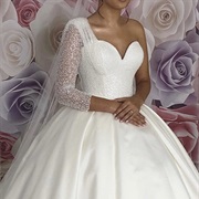 One Embellished Sleeve on Wedding Dress