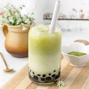 Honeydew Boba Tea With Cotton Candy Boba