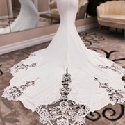 Shaped Lace Panels Around Edge of Train