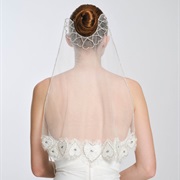 Veil Attached to Curved, Under-Bun Headpiece