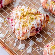 Lemon Glazed Raspberry Pistachio Scone
