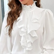 Cascading Ruffle on Front of Blouse