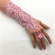 Fingerless Gloves With Decorative Ring as Finger Loop