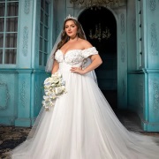 Bodice Covered in Rosettes, Wedding Gown