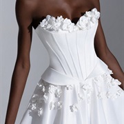 3D Flowers Top of Bodice, Top of Skirt