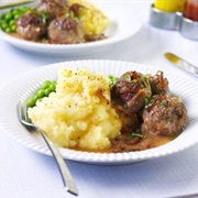 Butcher's Faggots, Chips & Mushy Peas