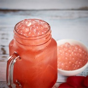 Luau Punch Boba Tea With Cotton Candy Boba