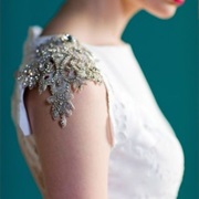 Cutout Embellished Cap Sleeves on Dress