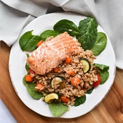 Salmon With Vegetables and Farro