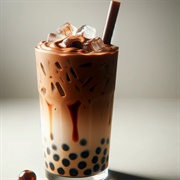Mocha Boba Tea With Lychee Boba