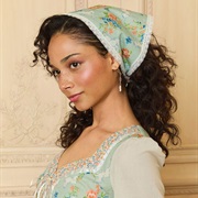 Handkerchief-Style Scarf Tied Under Hair