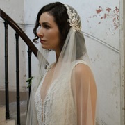 Juliet Cap Veil Gathered on Sides