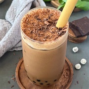 Chocolate Boba Tea With Mango Boba