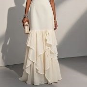 Handkerchief Ruffle Bottom on Mermaid Dress