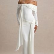 Long Drape Panels on Opposite Sides Bodice, Skirt