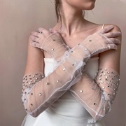 Mirror-Jewel Embellished Gloves