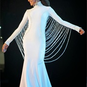 Beads Draped Across Back Like Cape