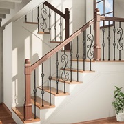 Wood and Wrought Iron Banister