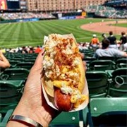 Crab Mac Hot Dog