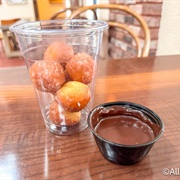Glazed Doughnut Holes With Chocolate Sauce