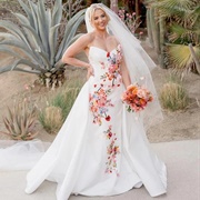 Cascading Flower Decoration on Wedding Gown