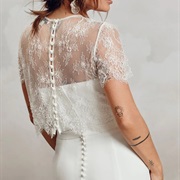 Short Sleeved Bodice Topper With Wedding Dress