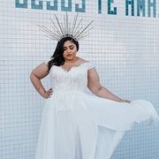 Spike Crown Headpiece on Bride