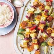 Chipotle Tofu and Pineapple Skewers