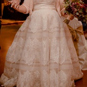 Skirt With Stripes and Lace Appliques