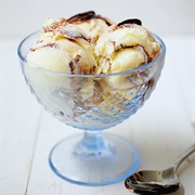 Vanilla Chocolate Swirl Ice Cream Sundae
