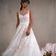 Wedding Dress Decorated With Camellias