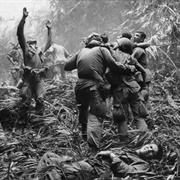 US Paratrooper Guides in a Helicopter in Vietnam