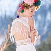 Fabric Fringe Hanging Over Open Back