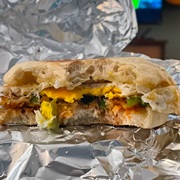 Fried Egg and Green Chili English Muffin