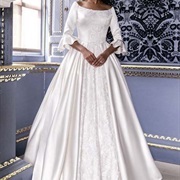 Embellished Fabric Down Middle Front of Gown