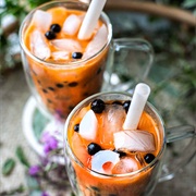 Iyokan Boba Tea With Huckleberry Boba