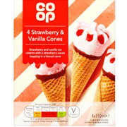 Strawberry & Vanilla Ice Cream Cones