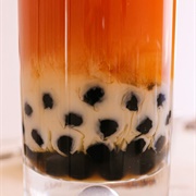 Black Forest Boba Tea With Cherry Boba