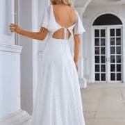 Tie in Middle of Back on Wedding Dress