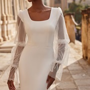 Wedding Dress of Crepe and Tulle