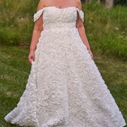 Flower-Shaped Ruffles on Wedding Dress