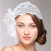 Lace, Floral Head Cap for Bride