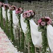 Swag Decor Along Wedding Aisle