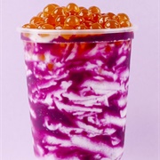 Grape Boba Tea With Cotton Candy Boba