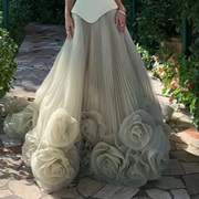 Large, Round 3D Flower Ruffles Around Hem